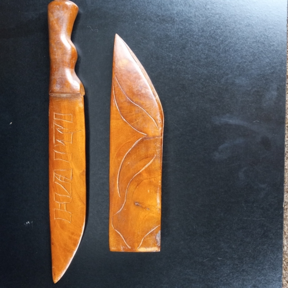 WW2 Era Wooden Knife And Sheath Handmade